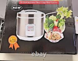 10 Cup Stainless Steel Inner Pot Rice Cooker SILVER COLOR