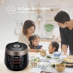 6-Cup Pressure Rice Cooker 12 Menu Option LED Display Panel Auto-clean Function