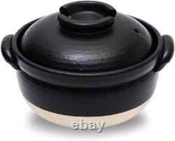 Clay Rice Cooker Pot Japanese Style for 1 to 2 Cups with Double Lids Microwave S