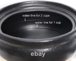 Clay Rice Cooker Pot Japanese Style for 1 to 2 Cups with Double Lids Microwave S