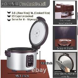 Commercial Rice Cooker & 45 Cups (Cooked) Large Cooker Rice 8.17Qt Rice Warmer