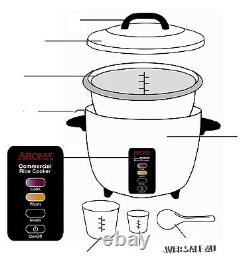 Commercial Rice Cooker 60 Cup White Electric Food Steamer Warmer Large NonStick