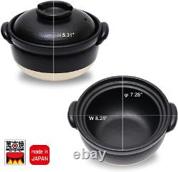 DONABE Clay Rice Cooker Pot Casserole Japanese Style Made in Japan for 1 to 2 Cu