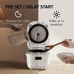 Digital Programmable Rice Cooker, Steamer & Warmer, 3 Cups Uncooked Rice with Fu