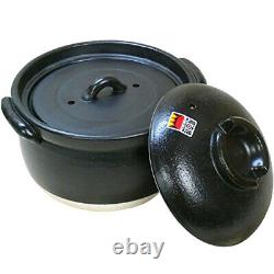 Earthen pot 3cup rice cooker, Double lid, Yokkaichi Bankoyaki Made in Japan F/S