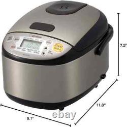 Micom Rice Cooker & Warmer for Kitchen, 3-Cups (uncooked), Stainless Black