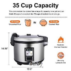 Onlicuf Commercial Rice Cooker 70-Cup Cooked (35-Cup Uncooked) Stainless Stee