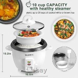 Rice Cooker 10 Cups Uncooked & Food Steamer (20 Cooked), Electric Rice Cooker