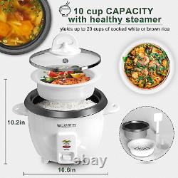 Rice Cooker 10 Cups Uncooked & Food Steamer (20 Cooked), Electric Rice Cooker Fa
