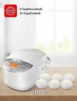 Rice Cooker (3L) with Fuzzy Logic and One-Touch Cooking, White 6 Cups Uncooked