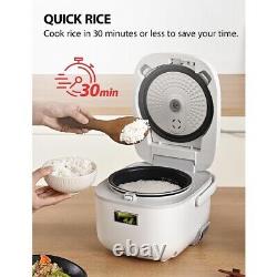Rice Cooker 3 Cup- LCD Display with 8 Cooking Functions, 24-Hr Delay Timer