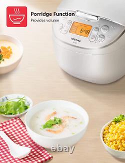 Rice Cooker 6 Cups Uncooked (3L) with Fuzzy Logic and One-Touch Cooking, White