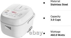 Rice Cooker Small 3 Cup Uncooked LCD Display with 8 Cooking Functions Fuzzy Logic