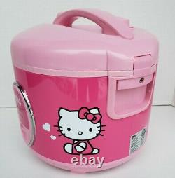 Sanrio Hello Kitty Pink Rice Cooker 1.5 Quart 8 Cup & Vegetable Steamer Tray New