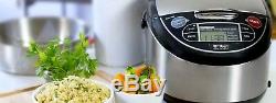 Tiger JAX-T18U-K 10-Cup Micom Rice Cooker with Food Steamer Slow Cook S/S Black