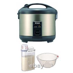 Tiger JNP-S15U Stainless Steel 8 Cup Conventional Rice Cooker Satin Bundle