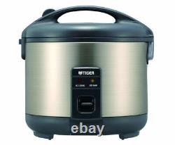 Tiger JNP-S18U-HU 10-Cup Uncooked Rice Cooker and Warmer, Stainless Steel Gray