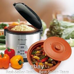 VitaClay 2-in-1 Rice N Slow Cooker in Clay Pot Rice Electric 8 Cup, VF7700-8