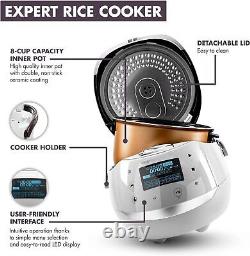 White Digital Rice Cooker and Steamer Timer 8 Cups Premium Inner Pot