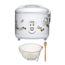 Zojirushi Hello Kitty 5.5 Cup Automatic Rice Cooker White with Bowl and Spoon