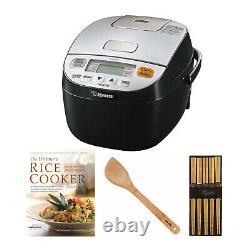 Zojirushi Micom Rice Cooker and Warmer 3 Cup Silver Black with Spatula Bundle