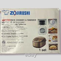 Zojirushi NS-TSC10 5.5 Cup Micom Rice Cooker and Warmer Stainless Brown OPEN BOX