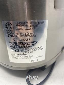 Zojirushi Stainless 10 Cup Rice Cooker & Warmer (NP-HBC18) TESTED working